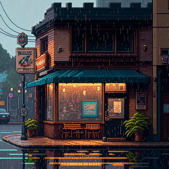 16-bit Pixel Café Backdrops