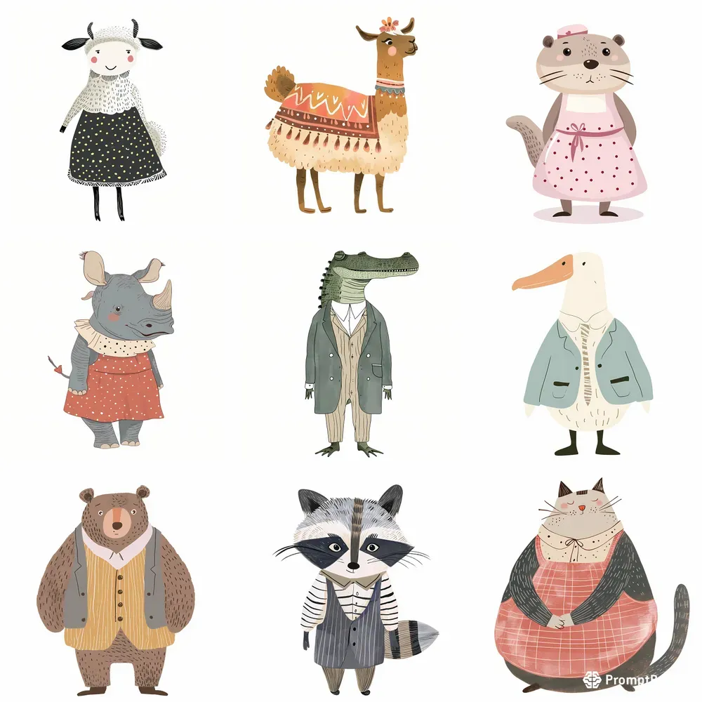 Simple And Adorable Animal Characters