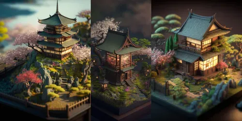 Japanese Miniature Houses generated by midjourney