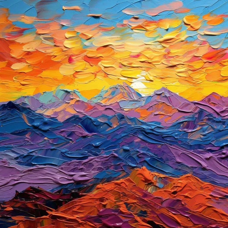 Impasto Landscape Painting Palette Knife