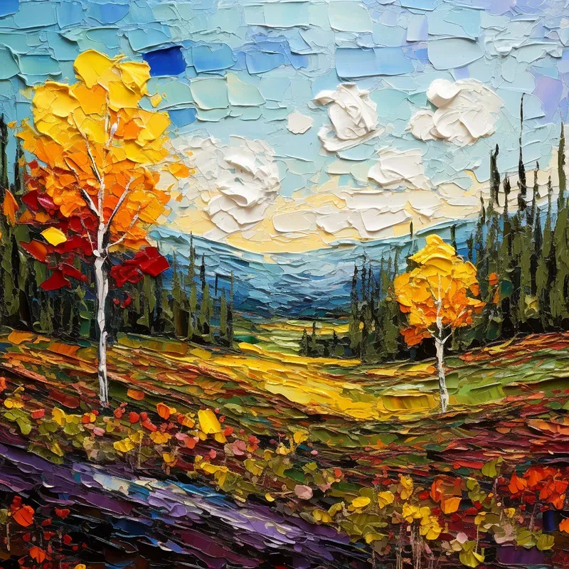 Impasto Landscape Painting Palette Knife