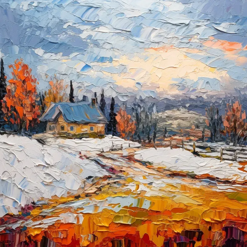 Impasto Landscape Painting Palette Knife