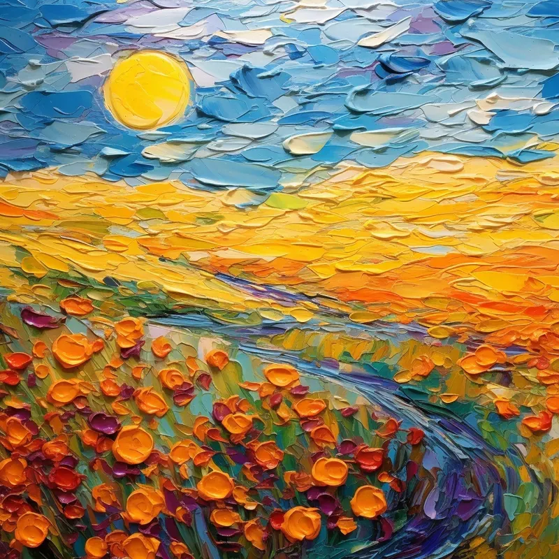 Impasto Landscape Painting Palette Knife