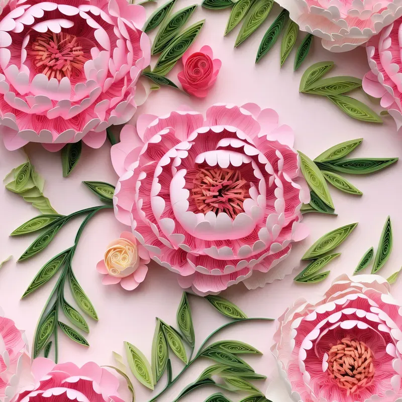 Paper Quilling Flowers Seamless Patterns