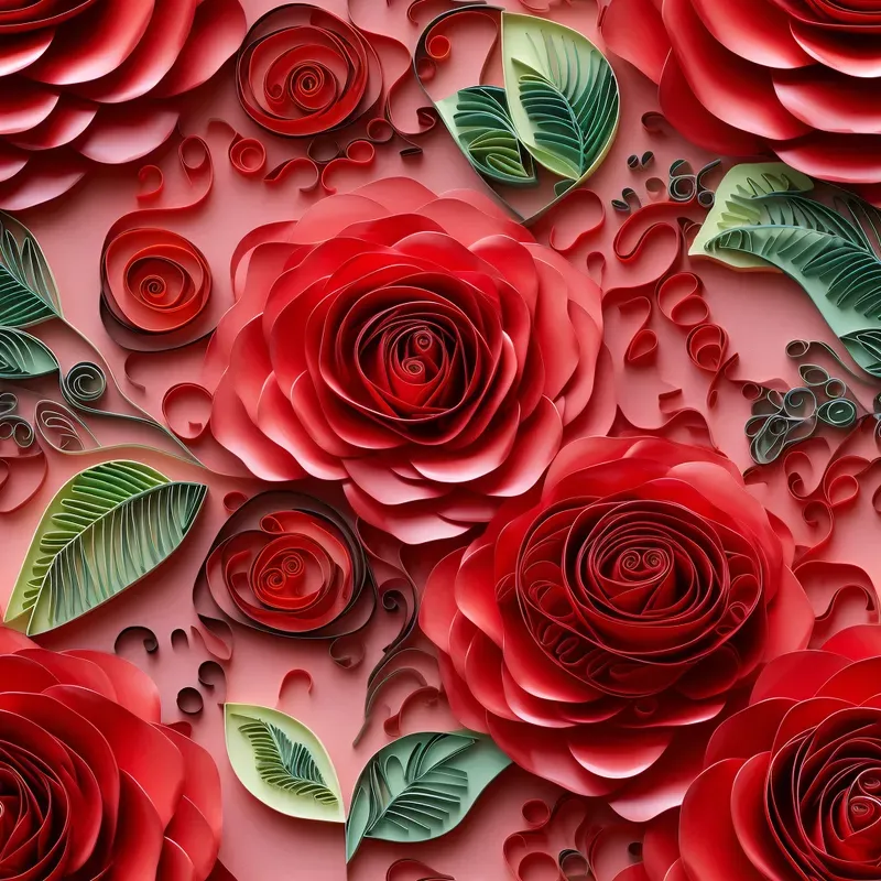 Paper Quilling Flowers Seamless Patterns