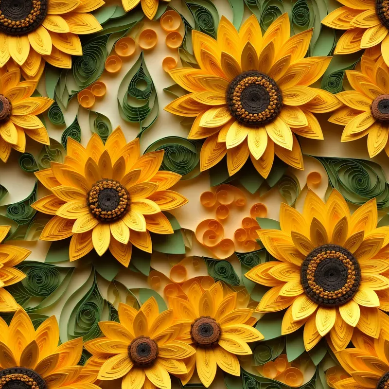 Paper Quilling Flowers Seamless Patterns