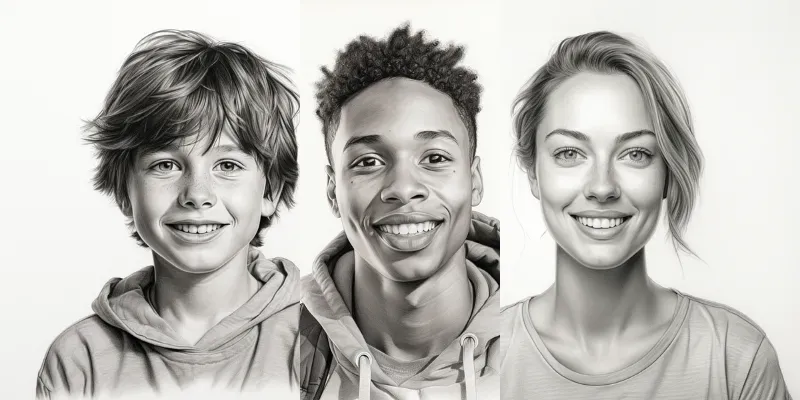 Realistic Portrait Pencil Sketch Drawings generated by undefined
