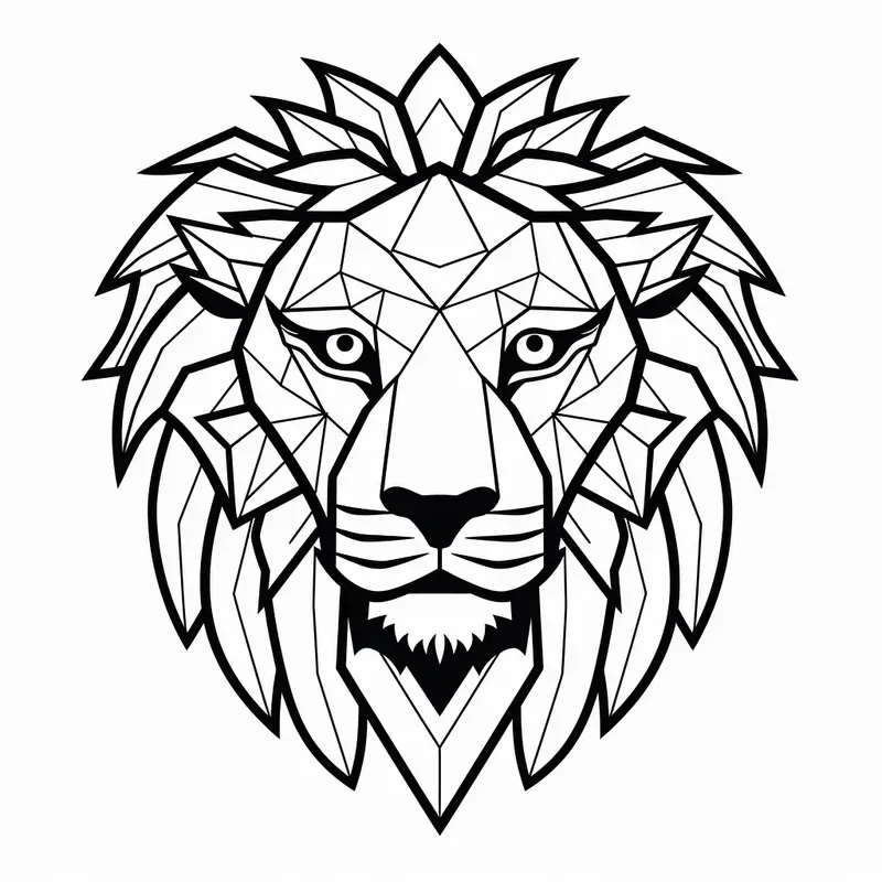 Geometric Animal Head Coloring Book Pages