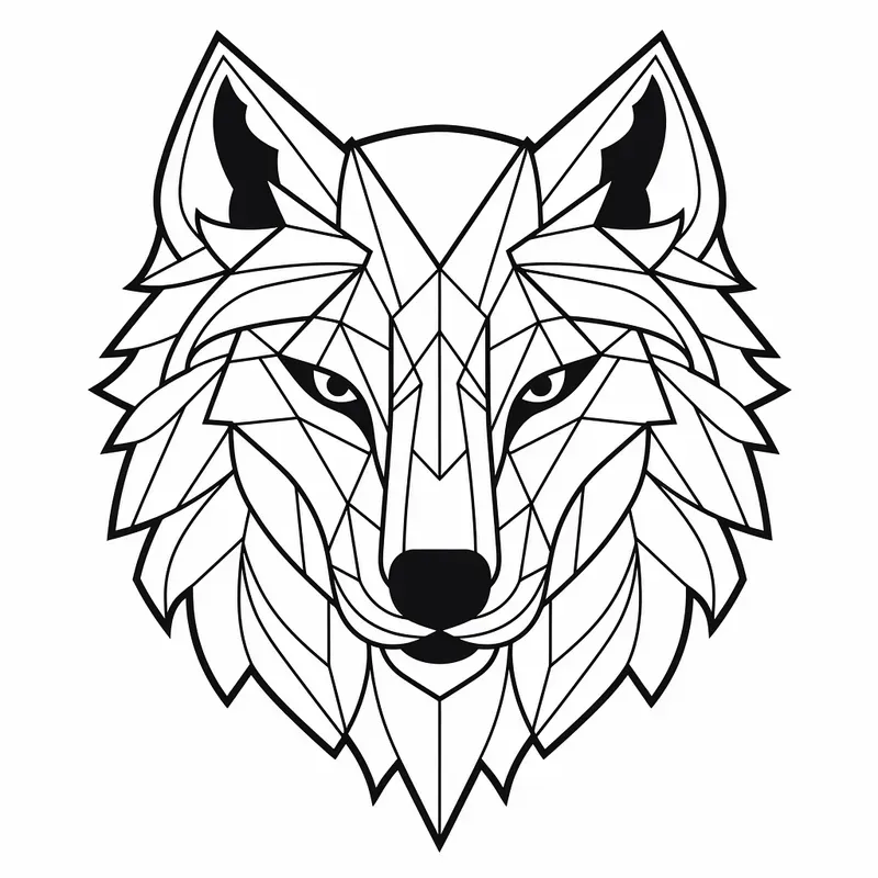 Geometric Animal Head Coloring Book Pages