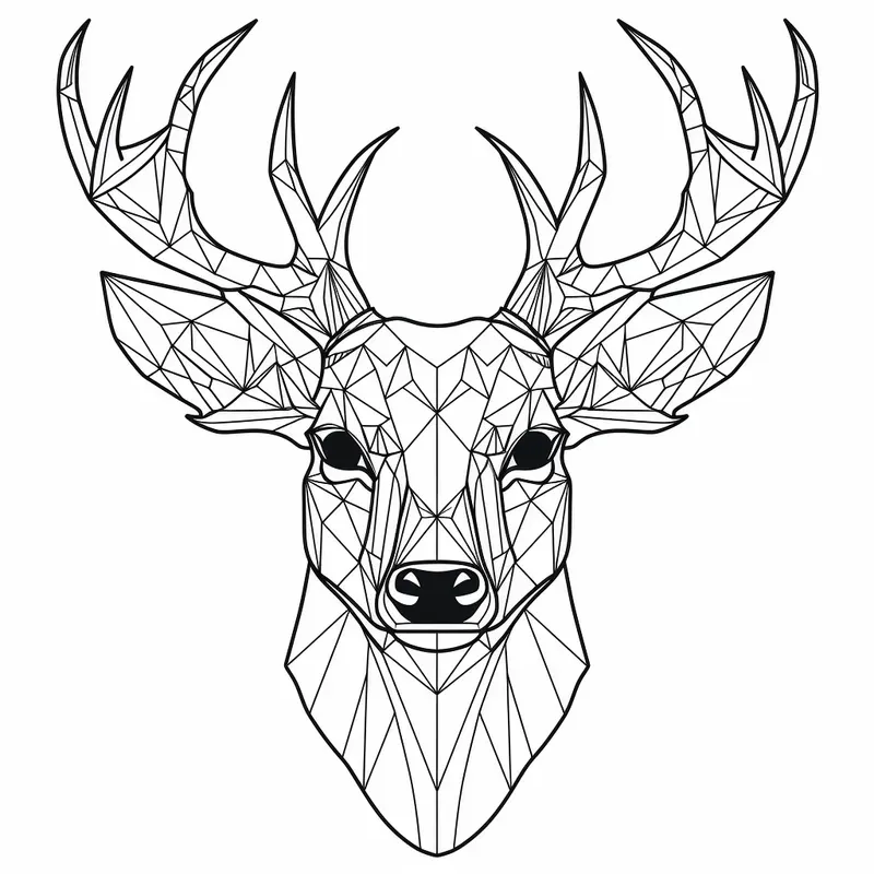 Geometric Animal Head Coloring Book Pages