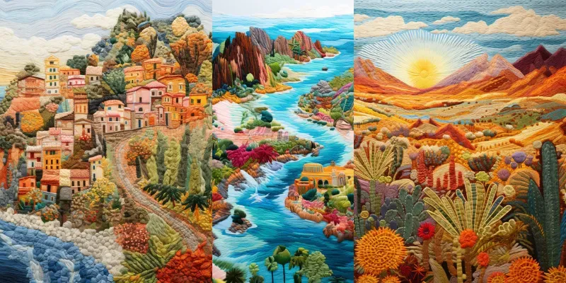 Embroidery Landscapes Embroidered Crafts generated by undefined