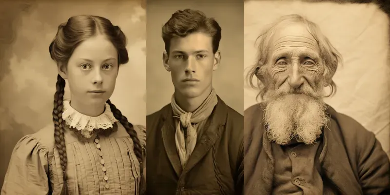 Sepia Portraits Vintage Photos Retro Art generated by undefined