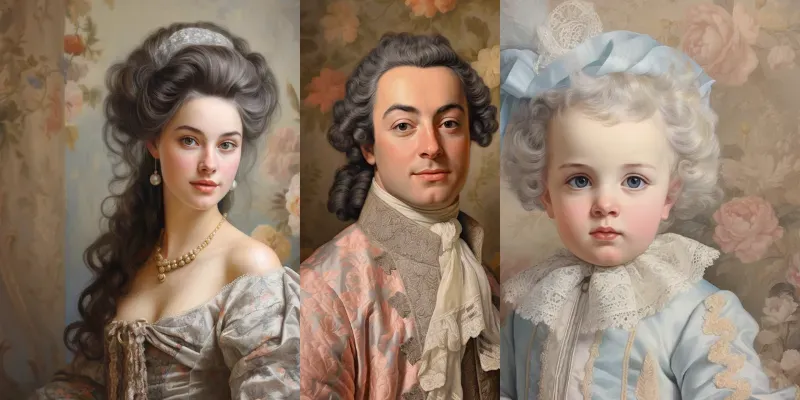 Rococo Portraits Oil Paintings Artworks generated by undefined