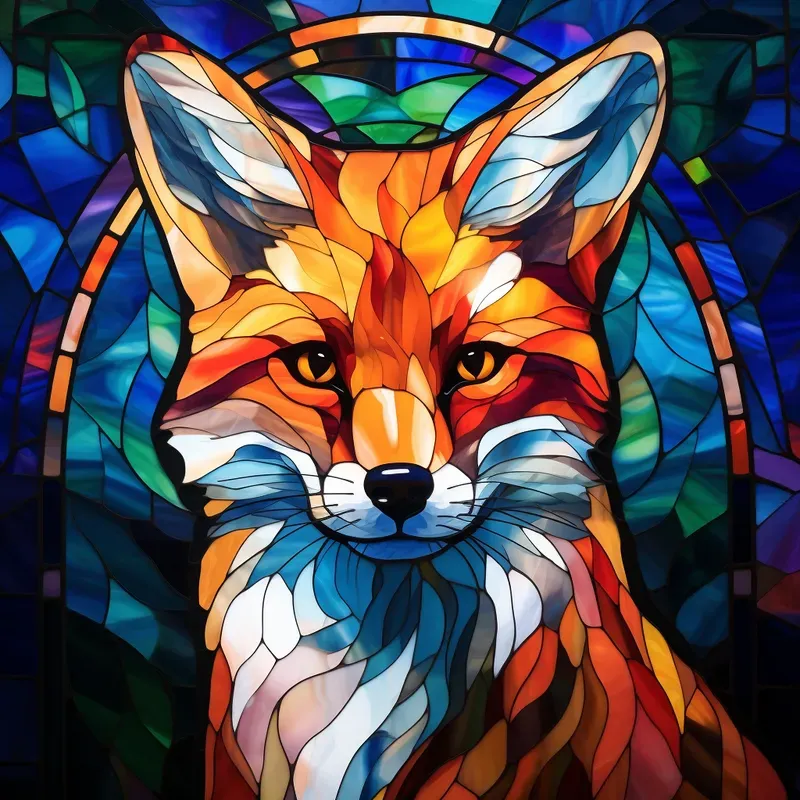 Stained Glass Animal Portrait Window Art