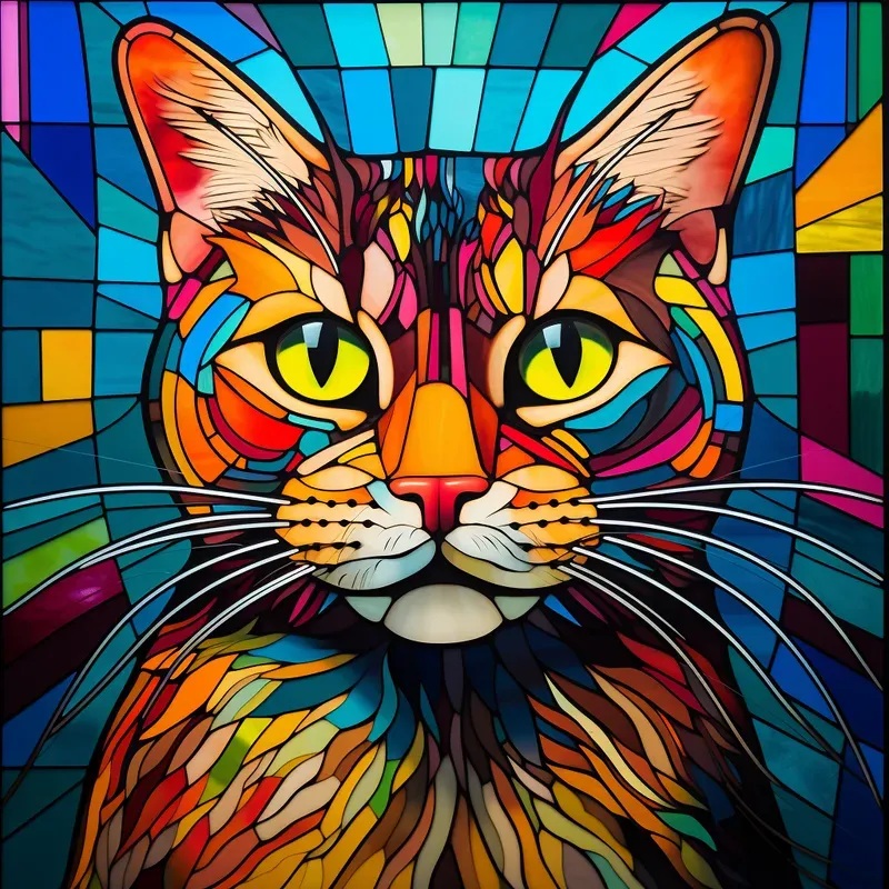 Stained Glass Animal Portrait Window Art