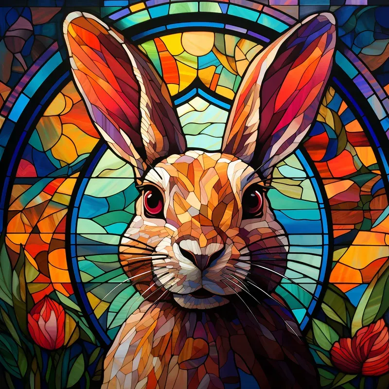 Stained Glass Animal Portrait Window Art