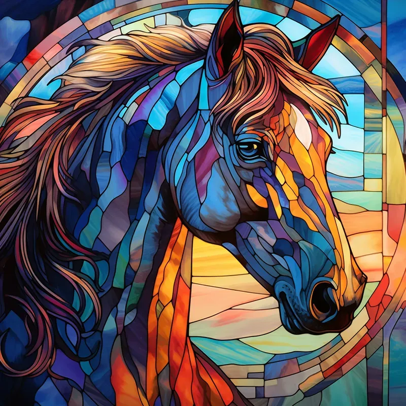 Stained Glass Animal Portrait Window Art