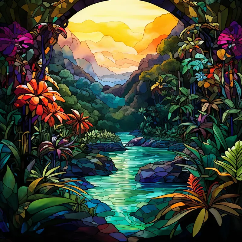 Stained Glass Landscapes Window Artworks