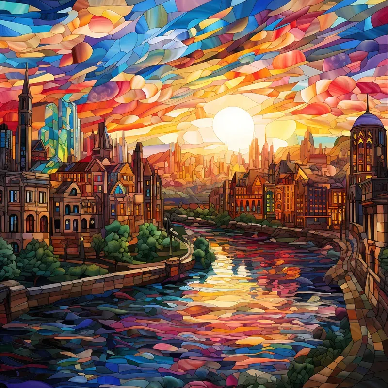 Stained Glass Landscapes Window Artworks
