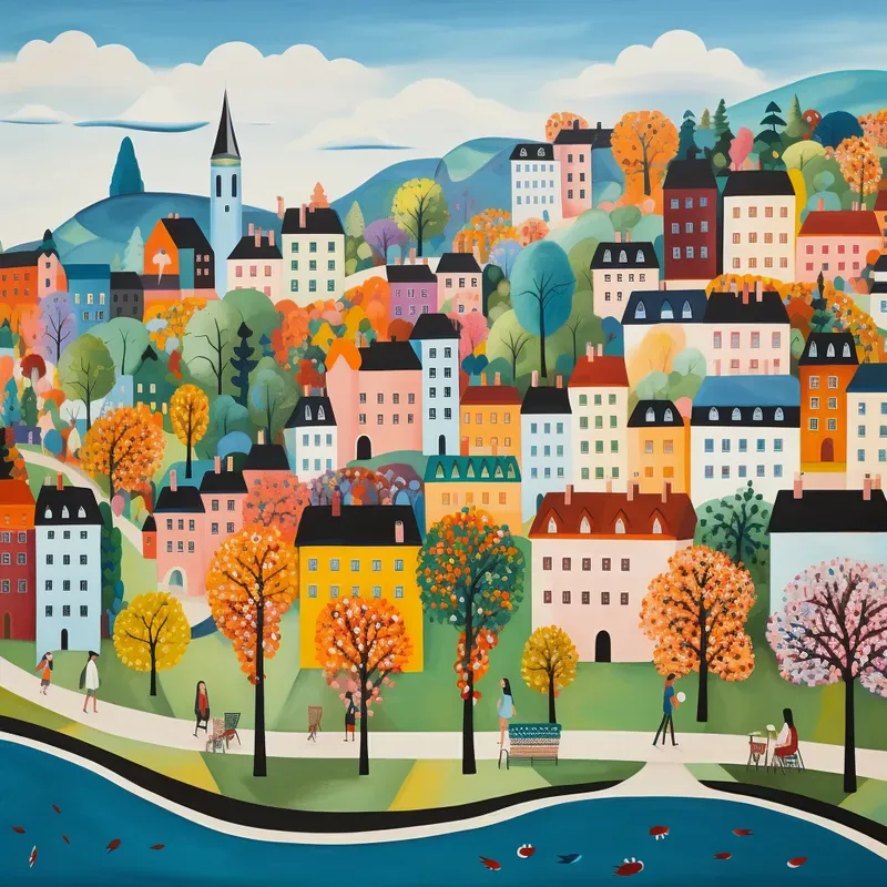Naive Landscapes Artwork Canvas Paintings