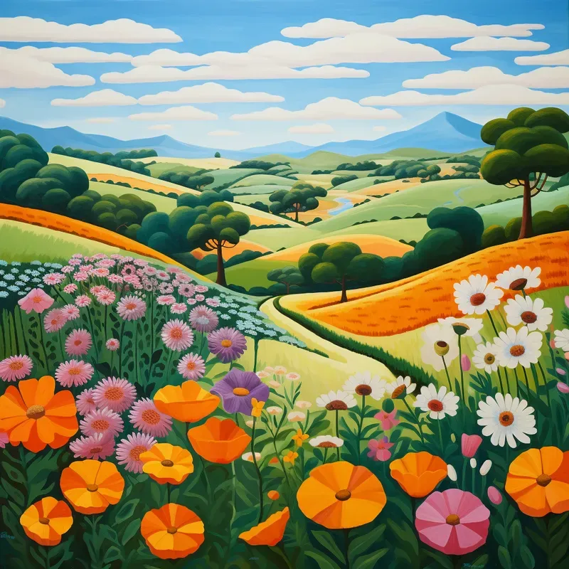 Naive Landscapes Artwork Canvas Paintings