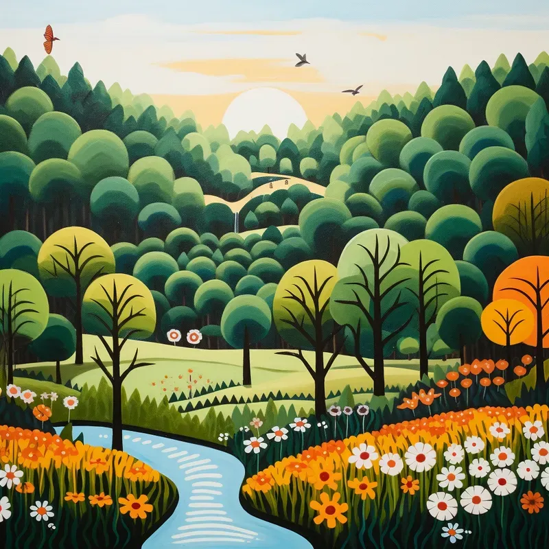 Naive Landscapes Artwork Canvas Paintings