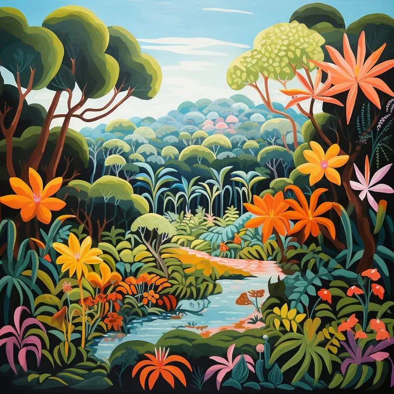 Naive Landscapes Artwork Canvas Paintings
