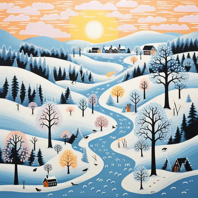 Naive Landscapes Artwork Canvas Paintings
