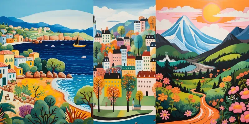 Naive Landscapes Artwork Canvas Paintings generated by undefined