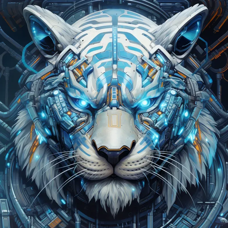 Futuristic Animal Portraits Oil Paintings