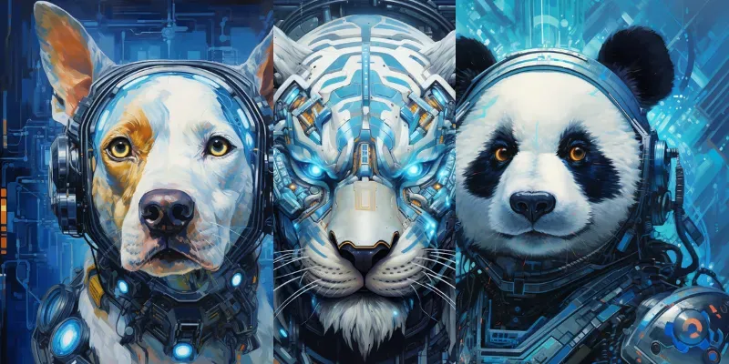 Futuristic Animal Portraits Oil Paintings generated by undefined