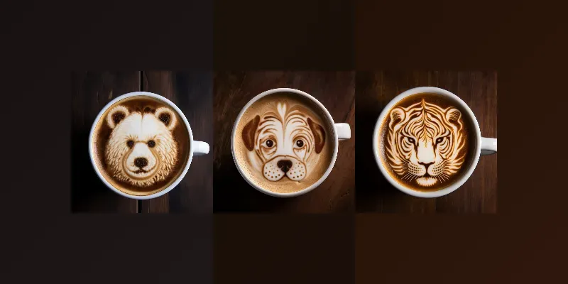 Latte Art Animal Portraits Coffee Photos generated by undefined