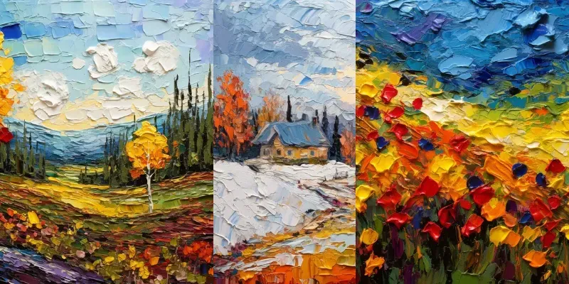 Impasto Landscape Painting Palette Knife generated by undefined