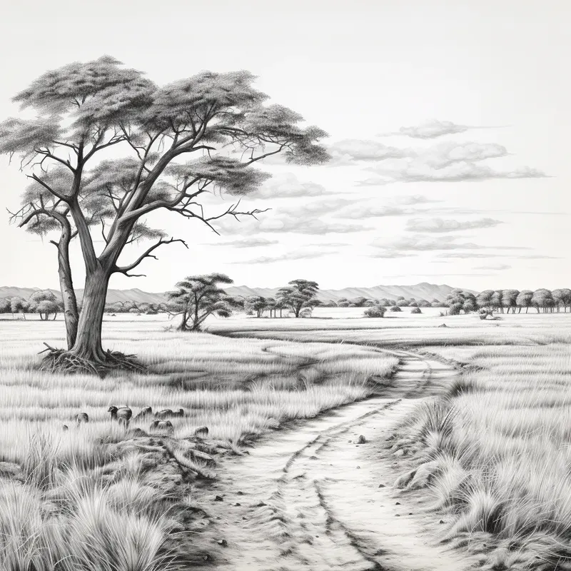 Pencil Sketch Landscapes Black White Art