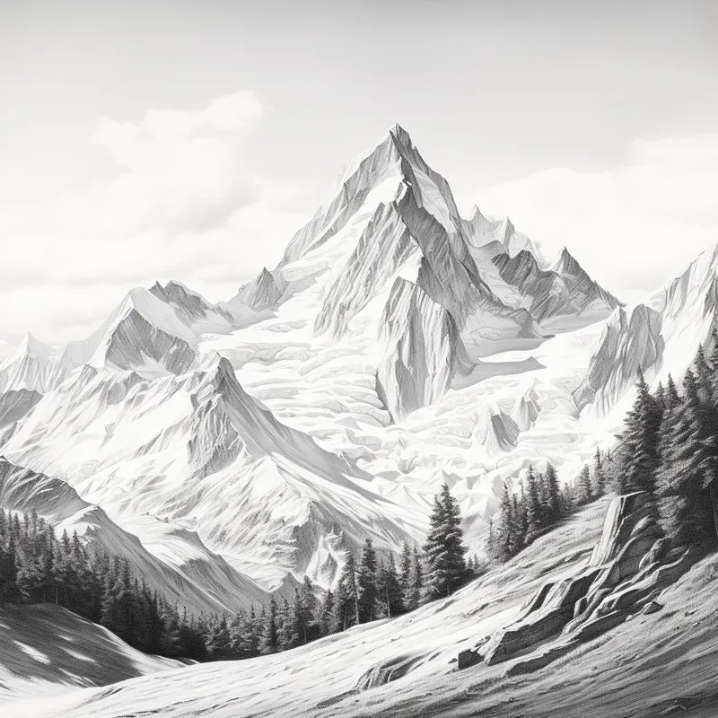 Pencil Sketch Landscapes Black White Art