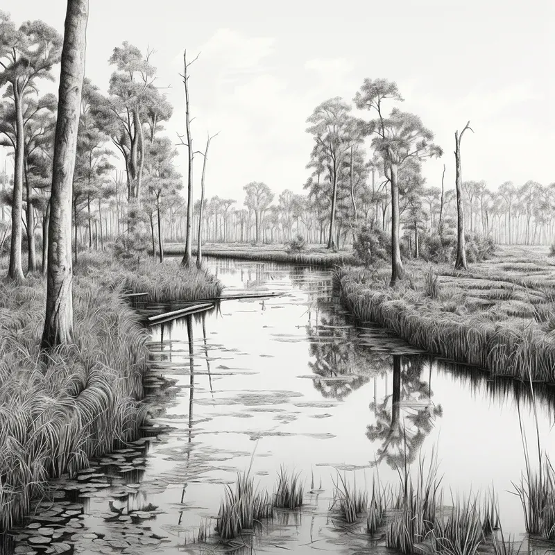 Pencil Sketch Landscapes Black White Art