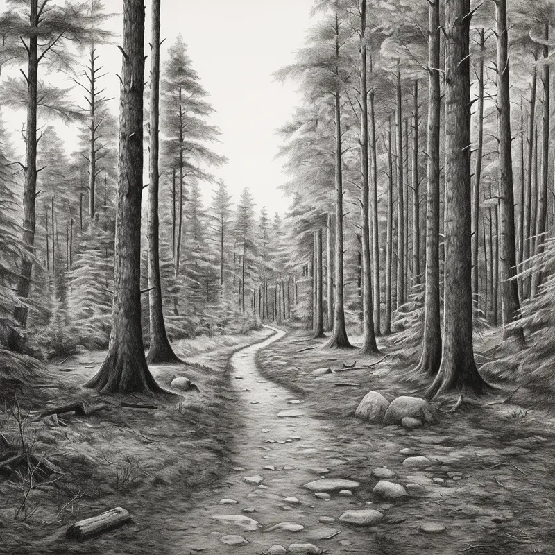 Pencil Sketch Landscapes Black White Art