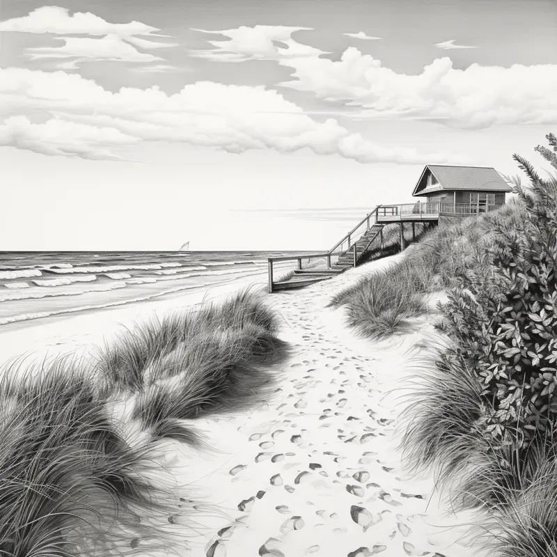 Pencil Sketch Landscapes Black White Art