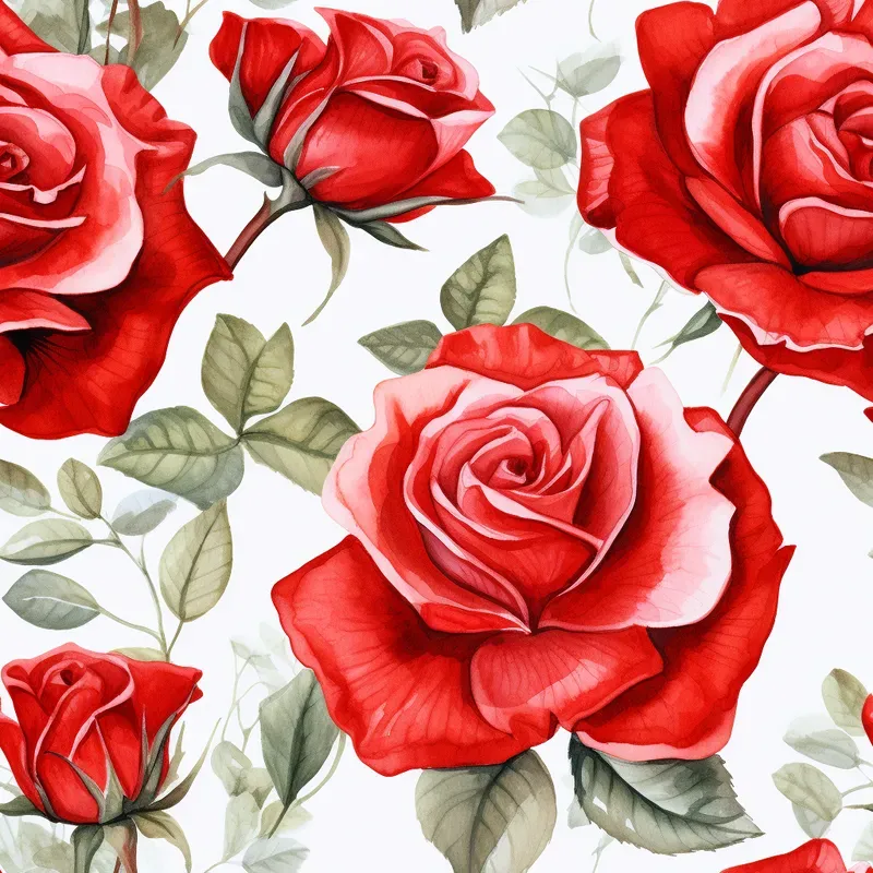 Valentines Day Watercolor Patterns Red