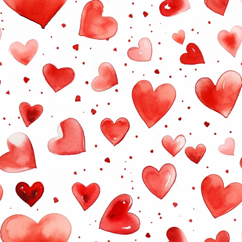 Valentines Day Watercolor Patterns Red