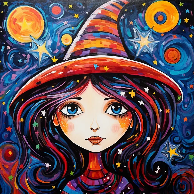 Whimsical Doodles Naive Art Oil Paintings