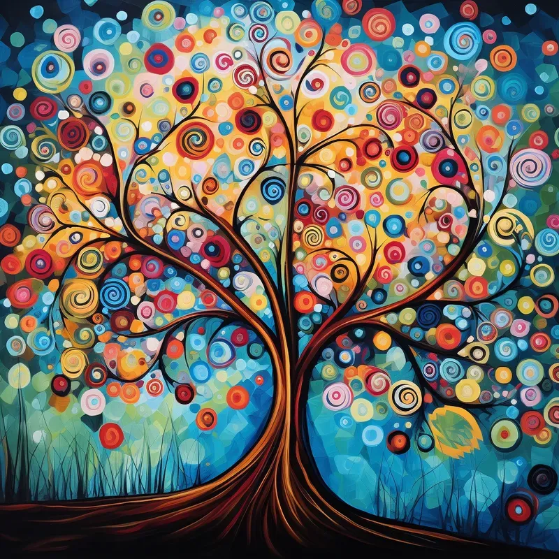 Whimsical Doodles Naive Art Oil Paintings