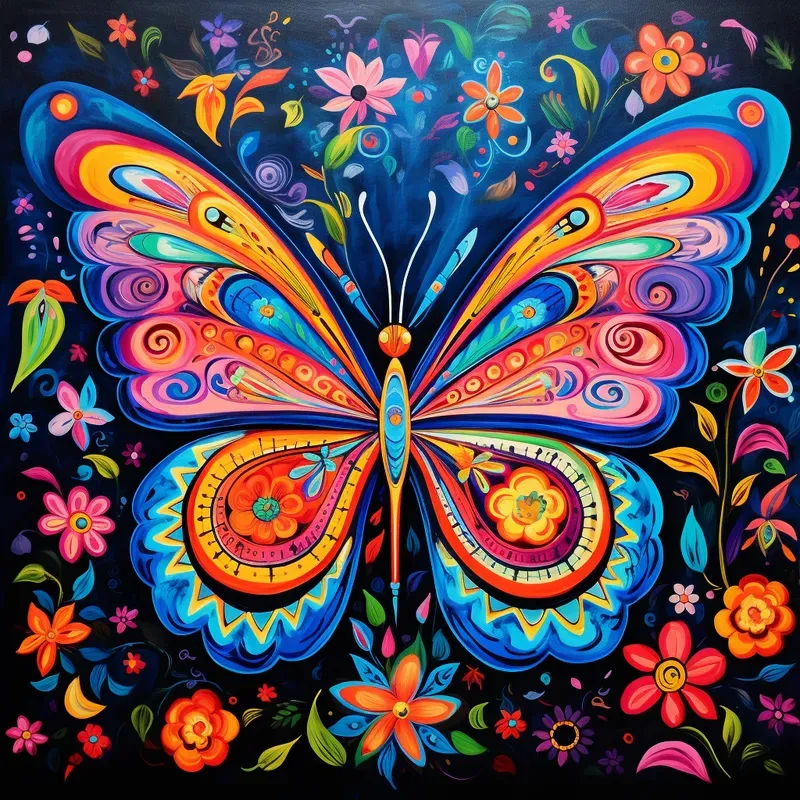 Whimsical Doodles Naive Art Oil Paintings