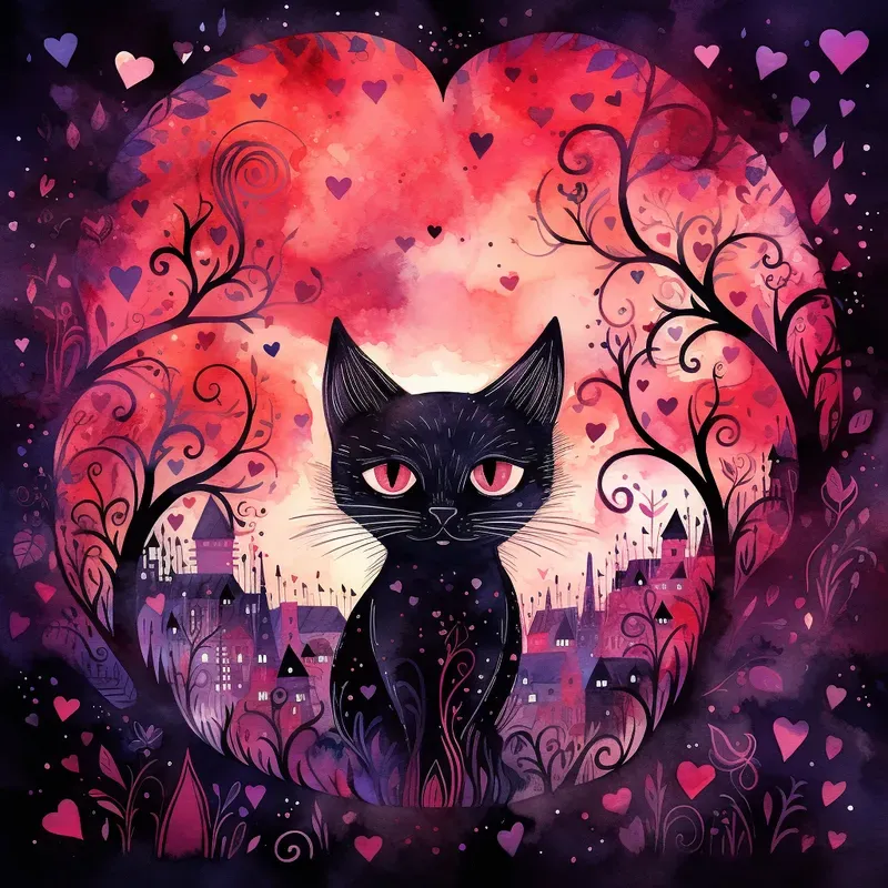 Whimsical Watercolor Valentines Day Art