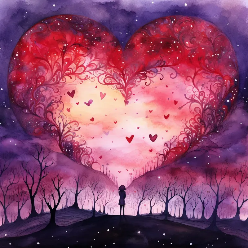 Whimsical Watercolor Valentines Day Art