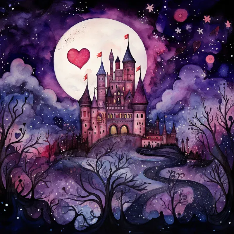 Whimsical Watercolor Valentines Day Art