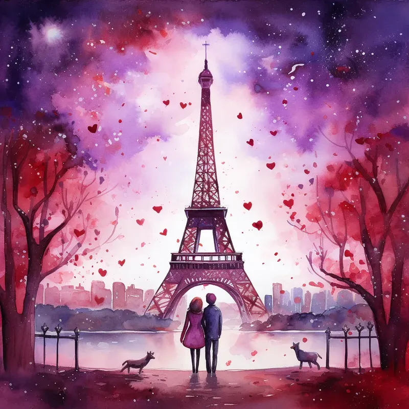 Whimsical Watercolor Valentines Day Art