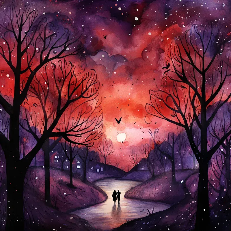 Whimsical Watercolor Valentines Day Art