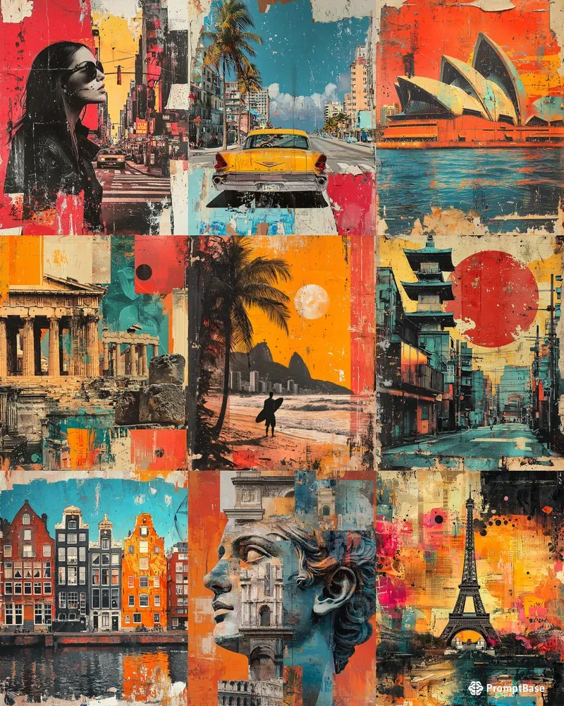 Vintage Travel Collage Posters