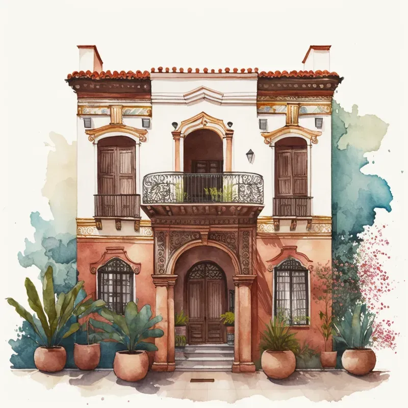 Colorful Watercolor Architecture